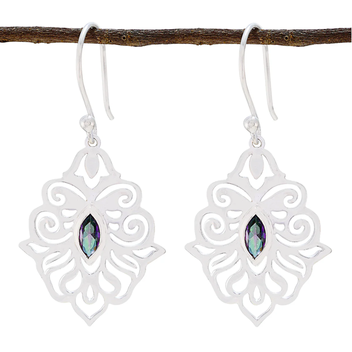 Mystic Quartz Australian Dayana Solitaire Dangle multicolor 92.5 Silver Earring