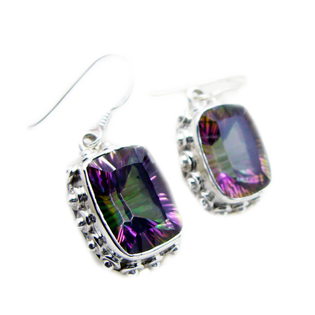 Mystic Quartz Australian Zoe multiple Dangle multicolor Silver Earring - Image 2