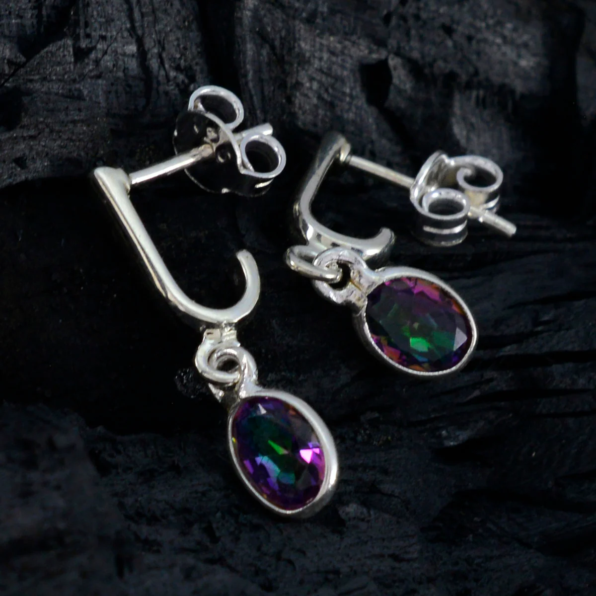 Mystic Quartz German Savannah multiple Stud multicolor Silver Earring - Image 2