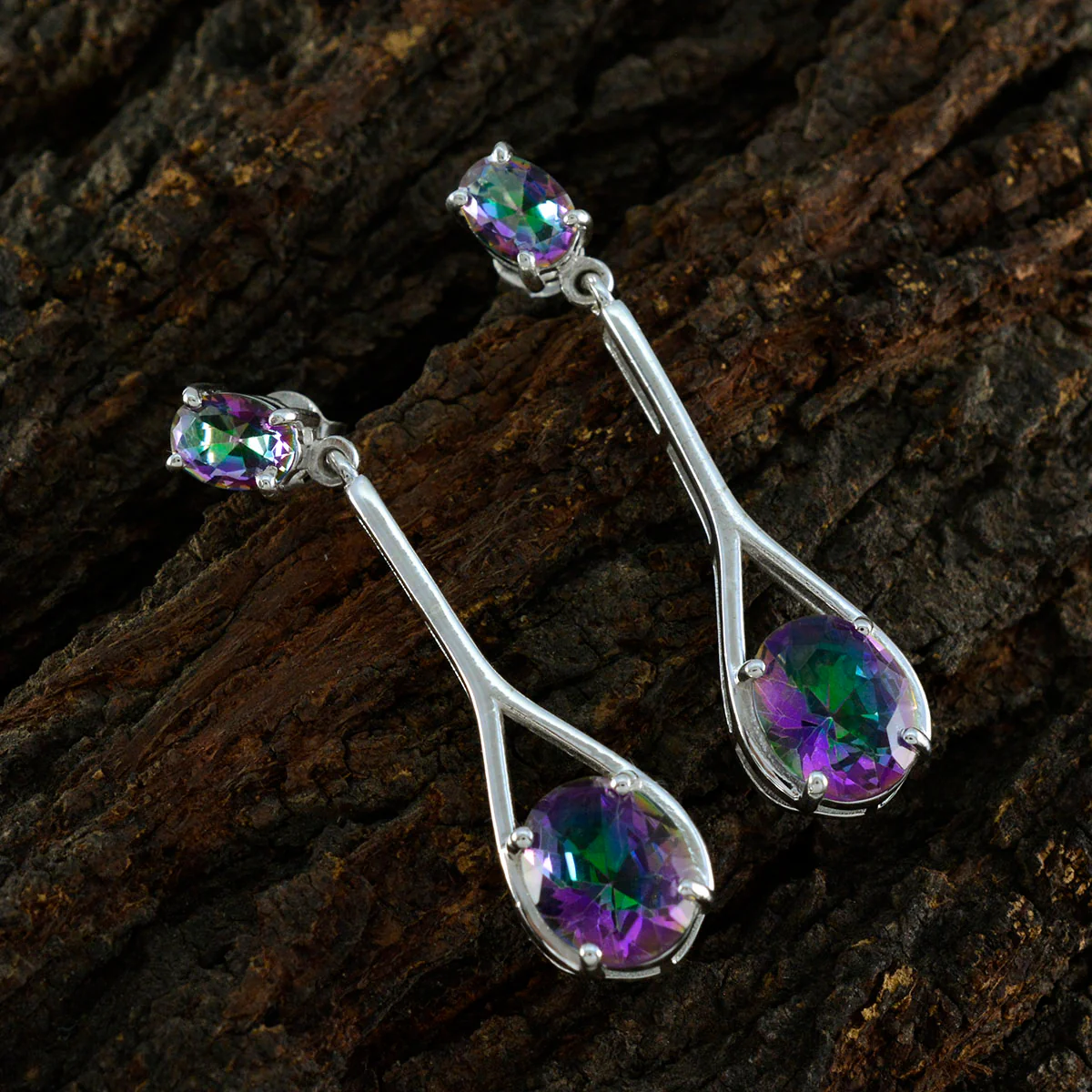 Mystic Quartz Italian Ling Toi et Moi Stud multicolor 925 Sterling Silver Earring - Image 3