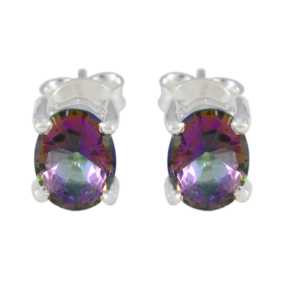 Mystic Quartz Italian Lourdes Solitaire Stud multicolor 925 Silver Earring