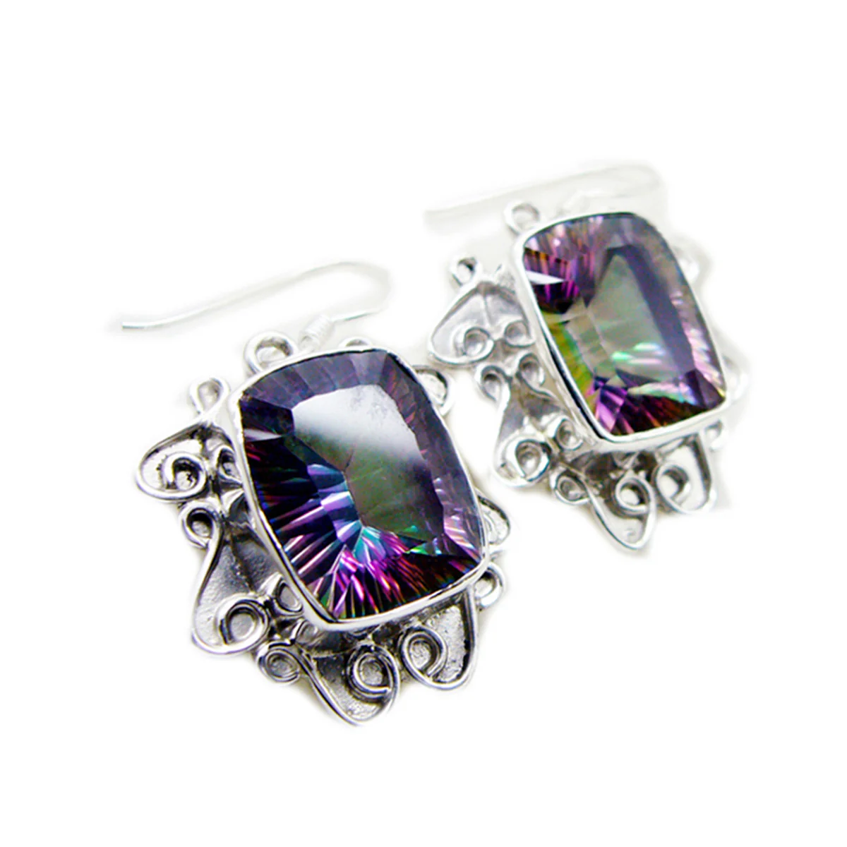 Mystic Quartz Italian Violet multiple Dangle multicolor 925 Silver Earring - Image 2