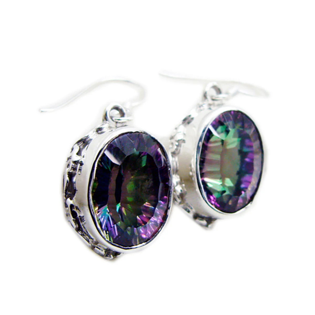 Mystic Quartz Latin American Mei multiple Dangle multicolor Silver Earring