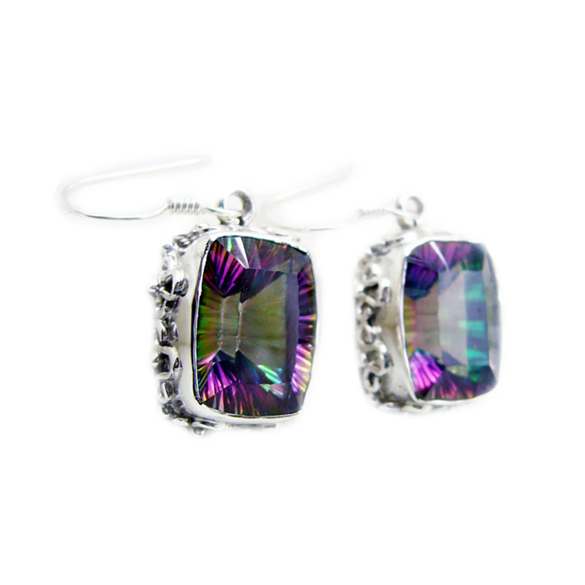 Mystic Quartz Middle Eastern Yasmin multiple Dangle multicolor 92.5 Silver Earring