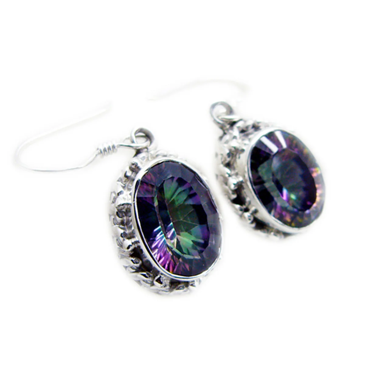 Mystic Quartz Middle Eastern Yuki multiple Dangle multicolor 925 Silver Earring - Image 2