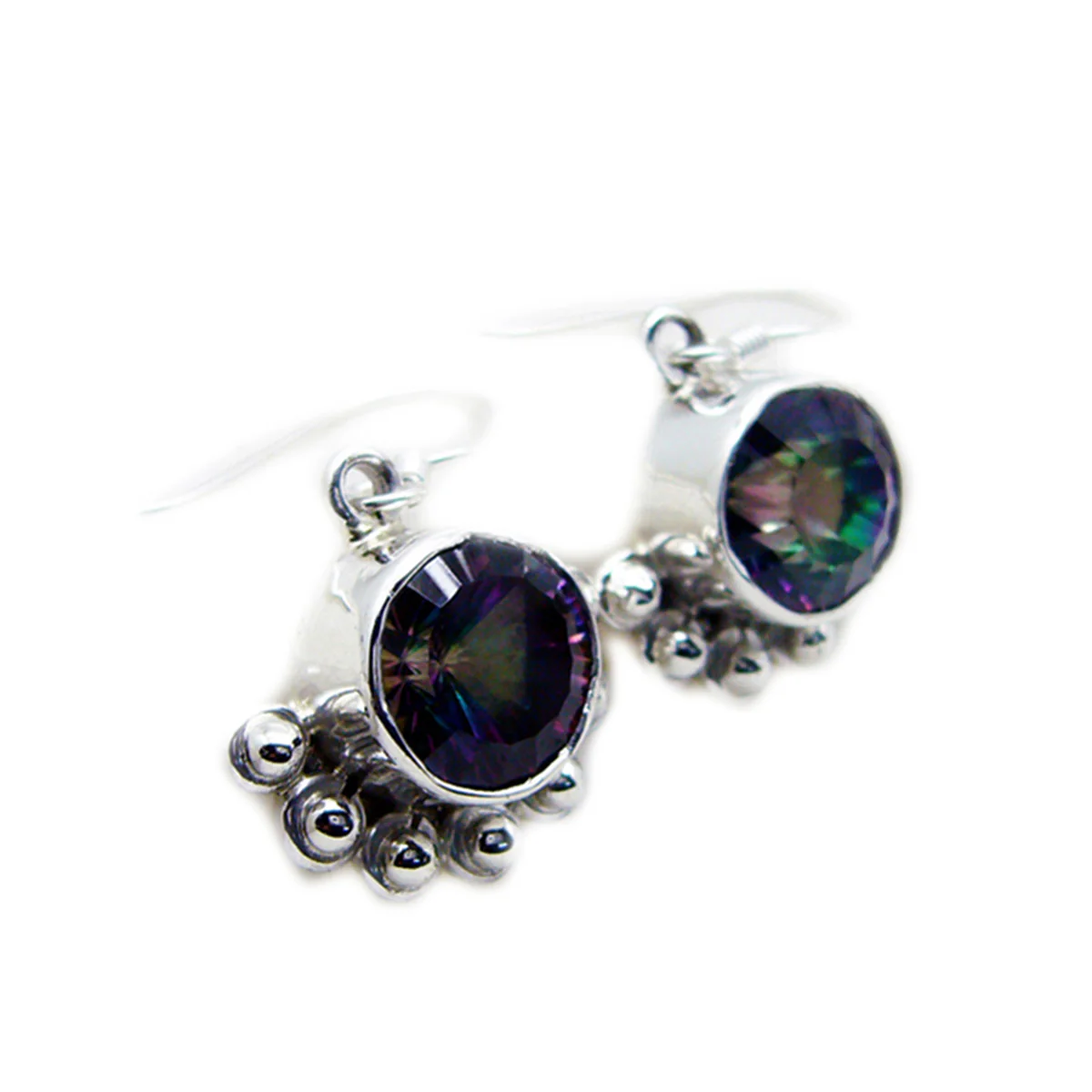 Mystic Quartz Moroccan Bianca multiple Dangle multicolor 925 Silver Earring - Image 2