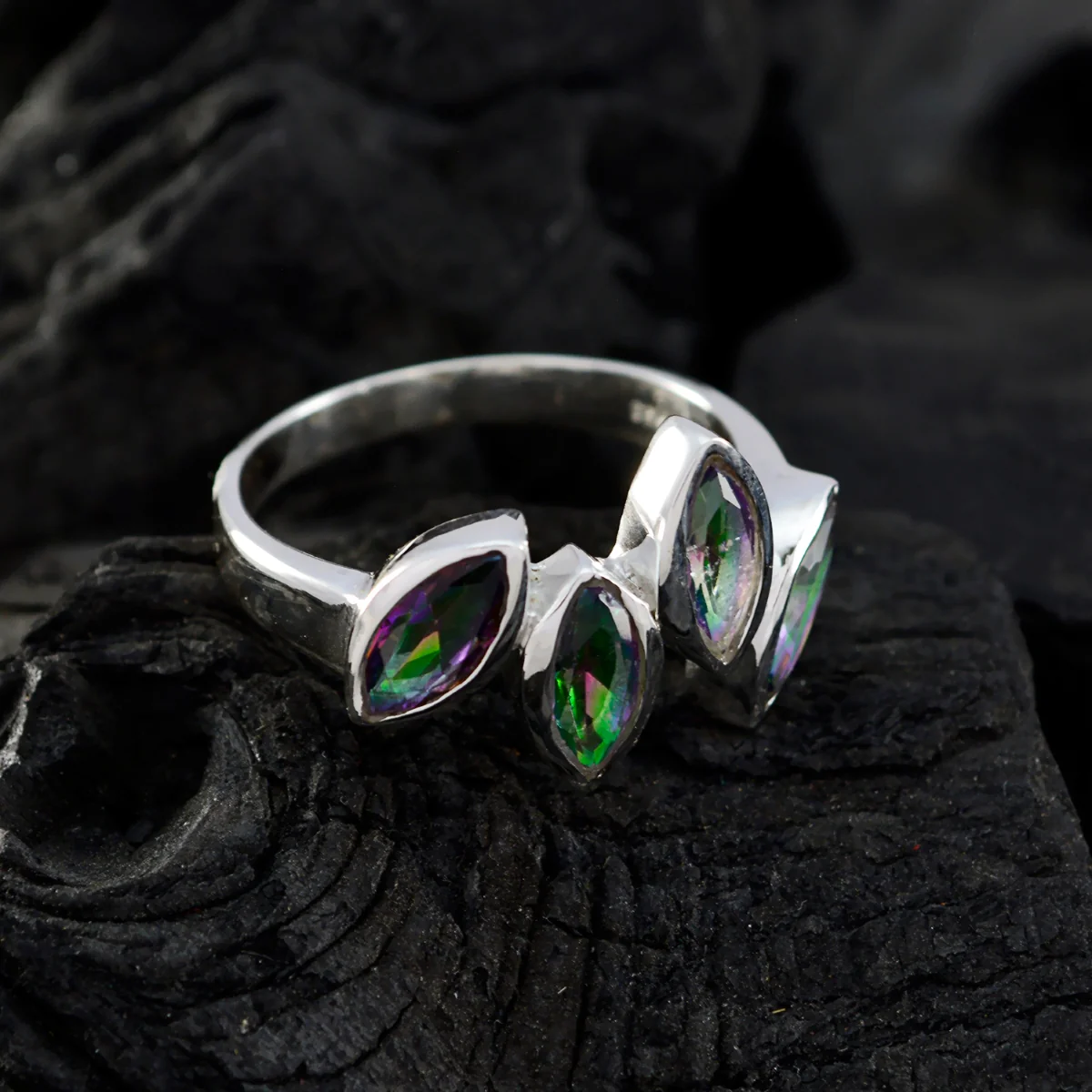 Mystic Quartz quarter African 925 Sterling Silver multicolor Gemstone Featherlight Glamorous Ring Jewellery - Image 5