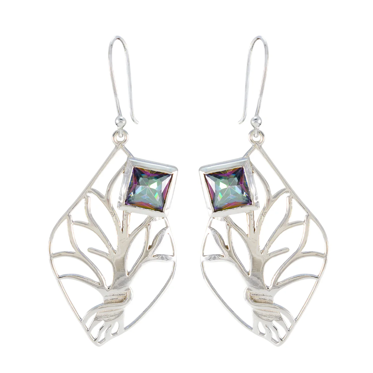 Mystic Quartz Russian Isadora Solitaire Dangle multicolor 925 Sterling Silver Earring