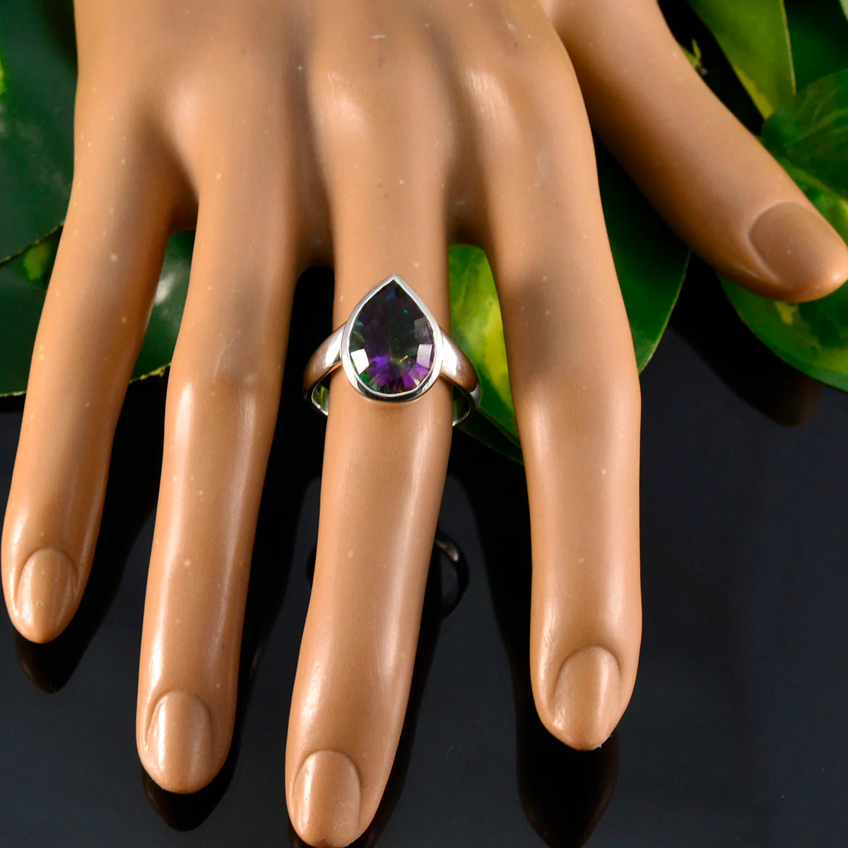 Mystic Quartz Solitaire Egyptian 92.5 Silver multicolor Gemstones Classic propsel Ring Jewellery - Image 5