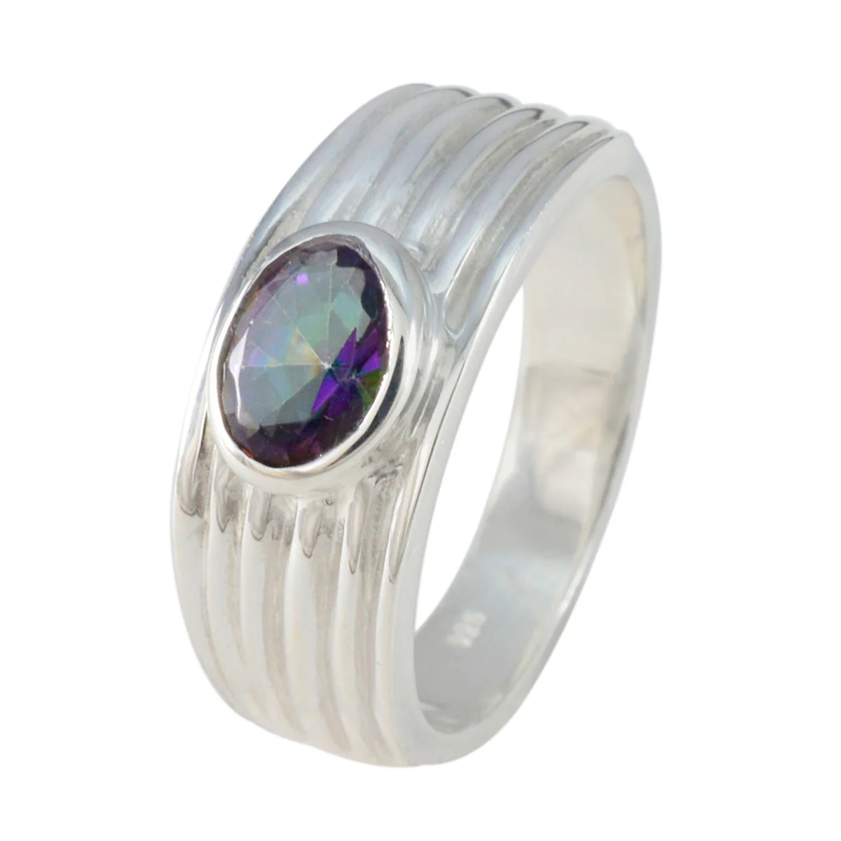 Mystic Quartz Solitaire Indian 92.5 Silver multicolor Gems Eye-catching Love Ring Jewellery - Image 2