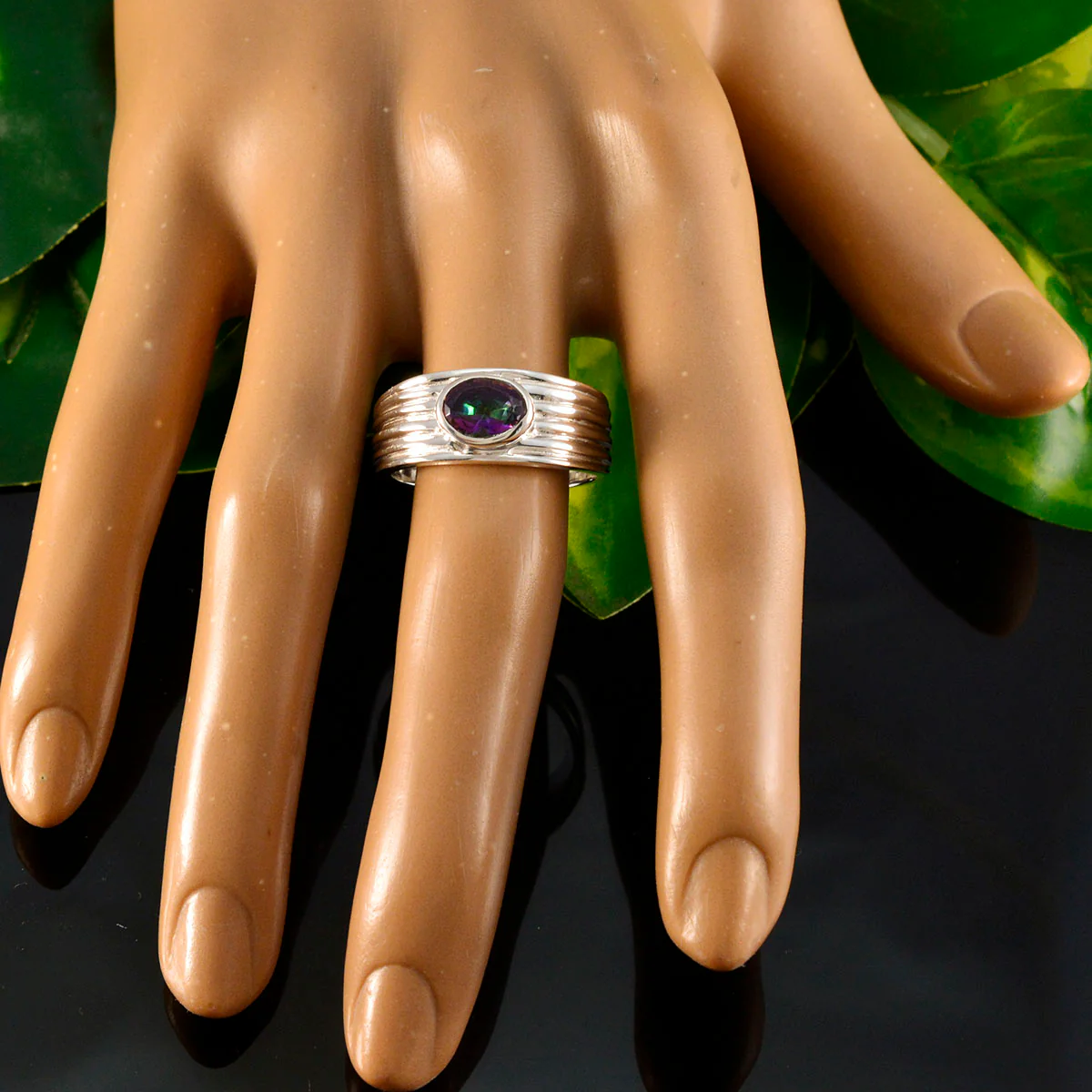 Mystic Quartz Solitaire Indian 92.5 Silver multicolor Gems Eye-catching Love Ring Jewellery - Image 5