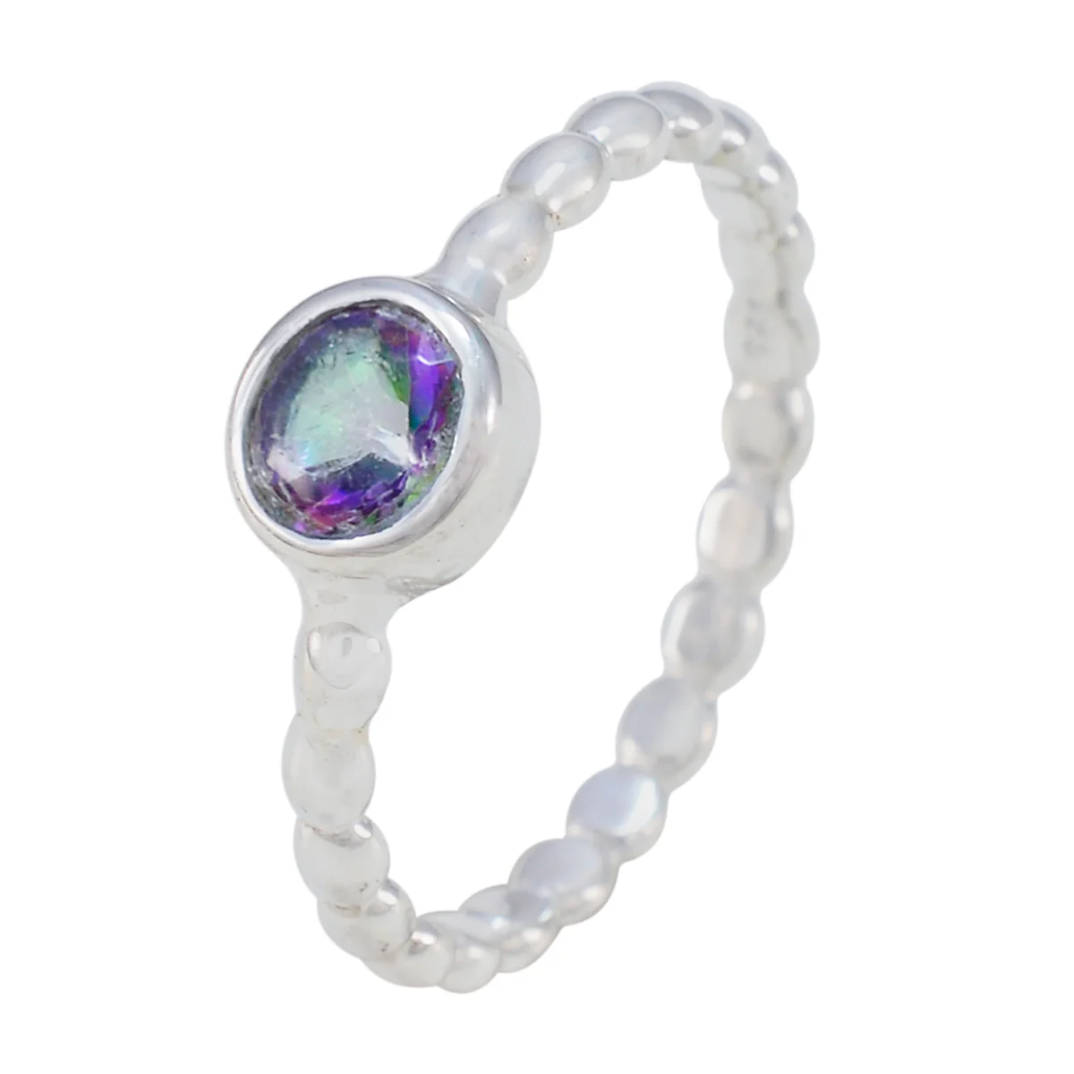 Mystic Quartz Solitaire Indian 92.5 Silver multicolor Gems Slim Glamorous Ring Jewelry - Image 2