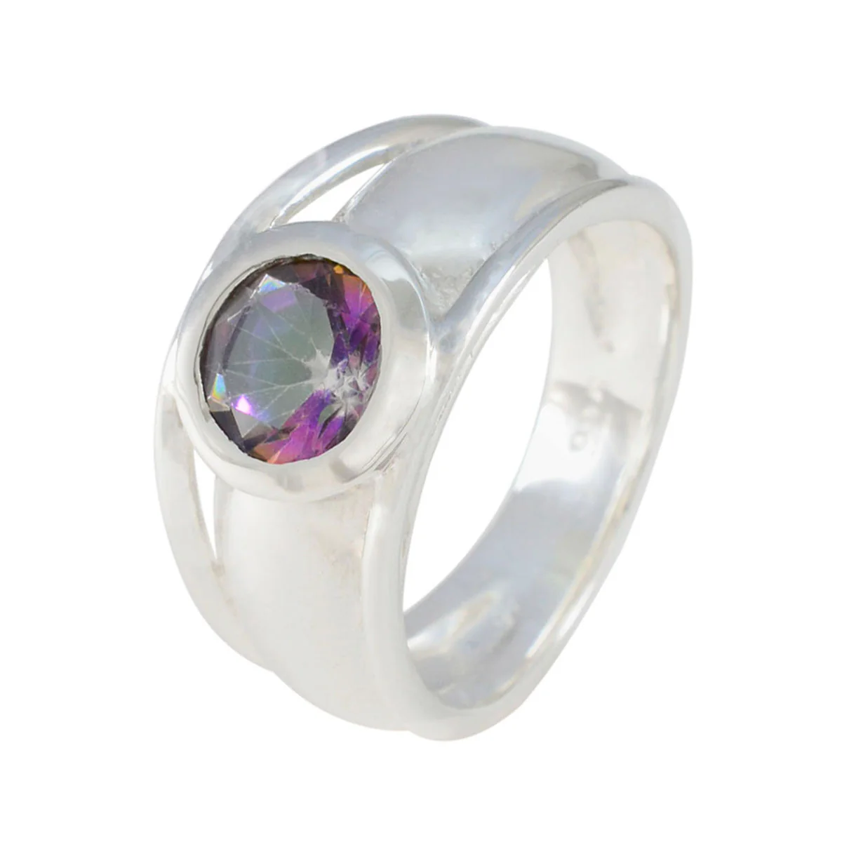 Mystic Quartz Solitaire Moroccan 925 Sterling Silver multicolor Gems Classic Luxurious Ring Jewellery - Image 2