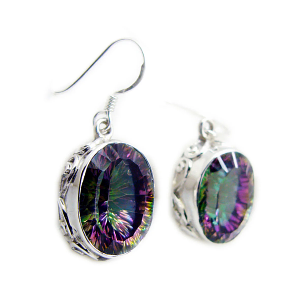 Mystic Quartz Spanish Ling multiple Dangle multicolor 925 Sterling Silver Earring