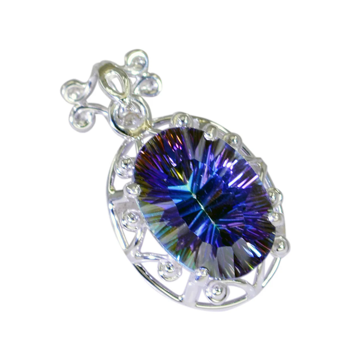 Mystic Quartz Statement American 925 Silver Solitaire Noelia Rope-Wire multicolor Pendant Jewelry - Image 2