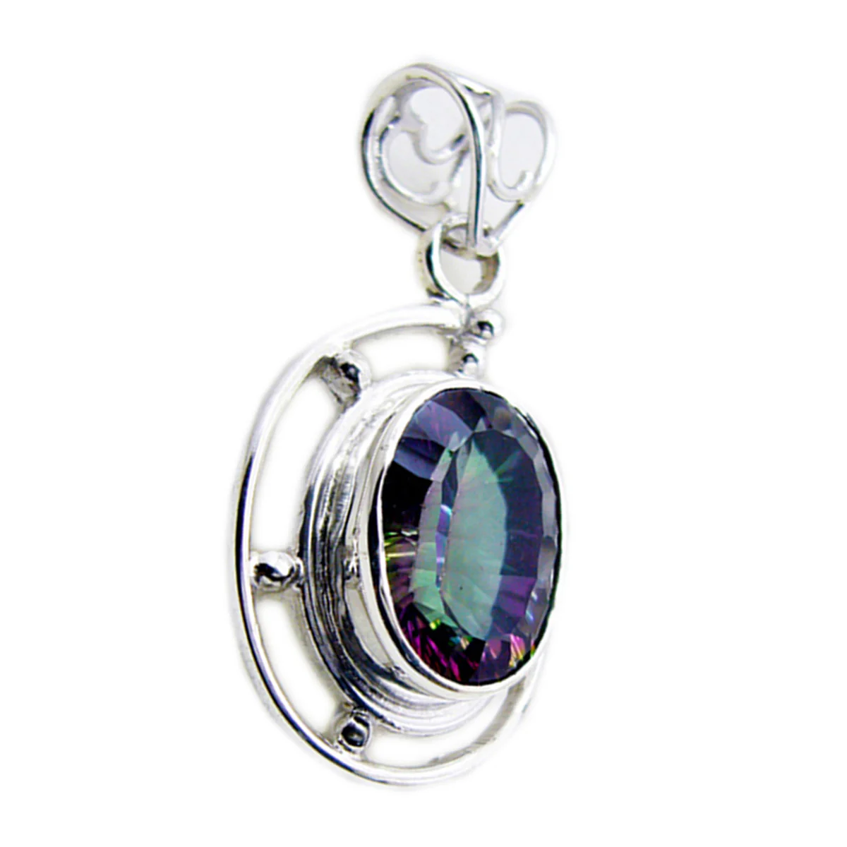 Mystic Quartz Statement Latin American 92.5 Silver Solitaire Ella Rope-Wire multicolor Pendant Jewellery - Image 3
