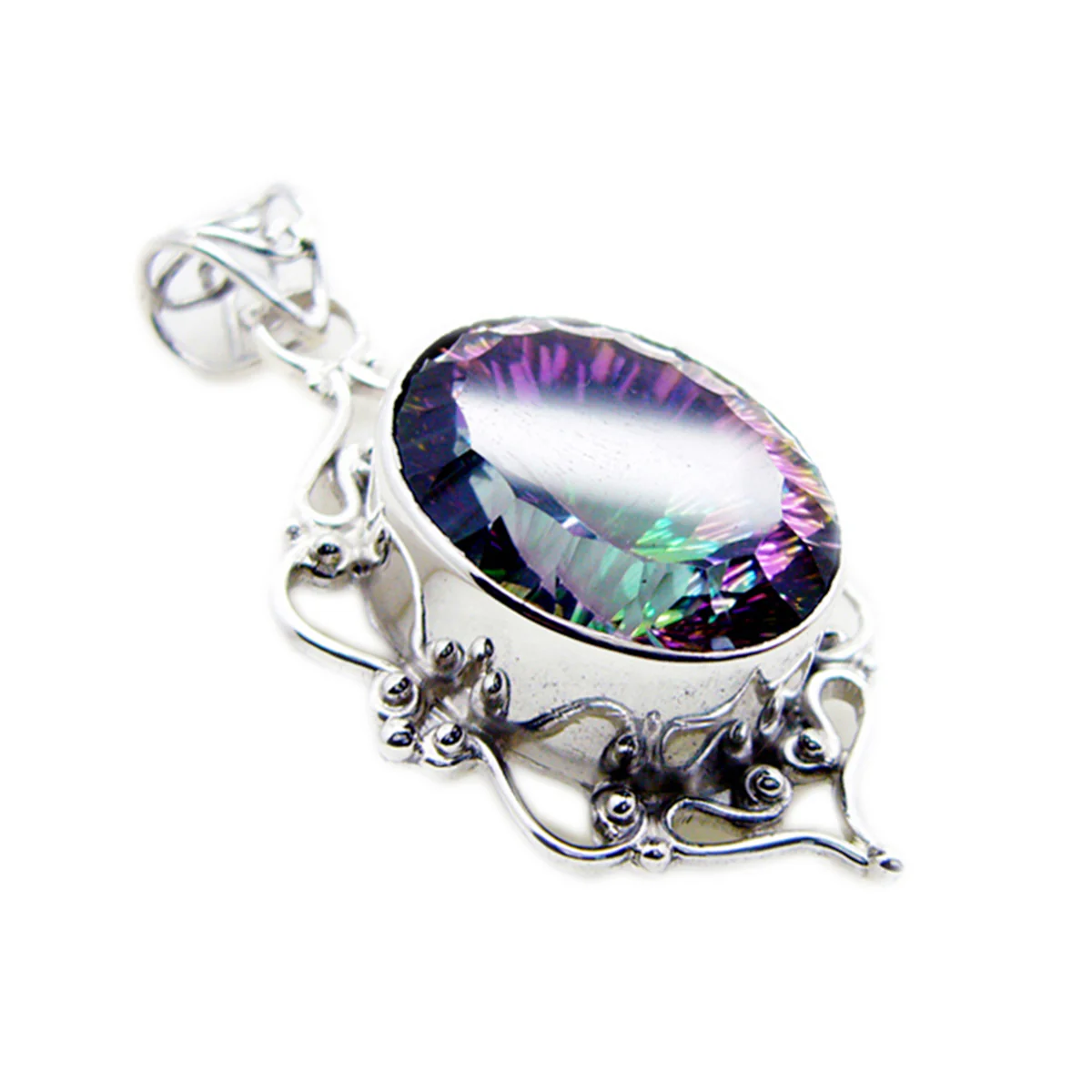 Mystic Quartz Statement Latin American 925 Silver Solitaire Julieta Rope-Wire multicolor Pendant Jewelry - Image 2