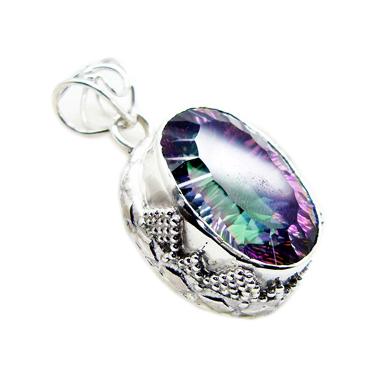 Mystic Quartz Statement Mexican 925 Silver Solitaire Fernanda Rope-Wire multicolor Pendant Jewelry - Image 2