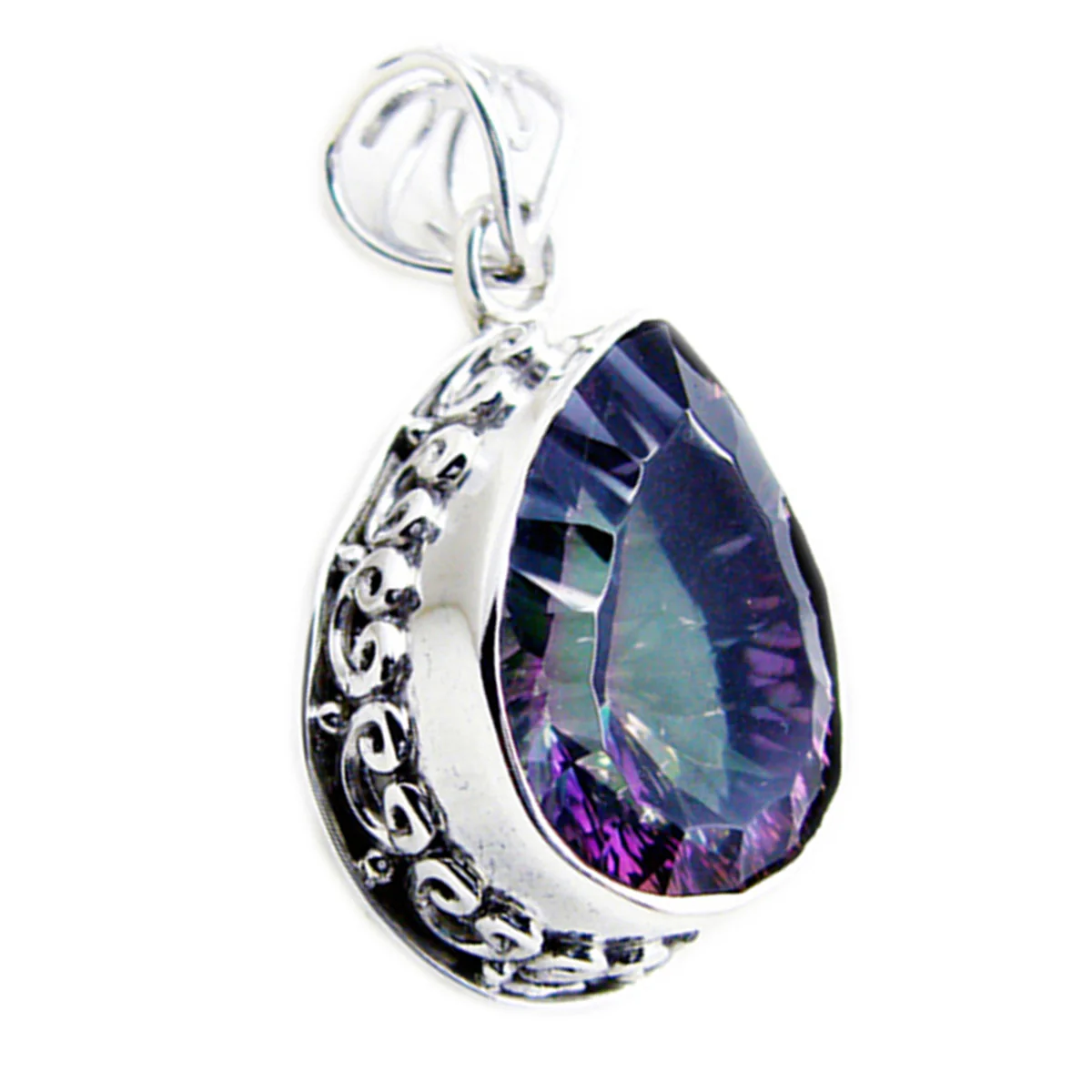 Mystic Quartz Statement Russian 925 Silver Solitaire Hazel Rope-Wire multicolor Pendant Jewelry - Image 3