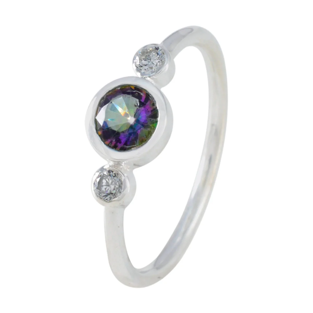 Mystic Quartz Trilogy Japanese 925 Silver multicolor Gemstones Elegant Graceful Ring Jewellery - Image 2