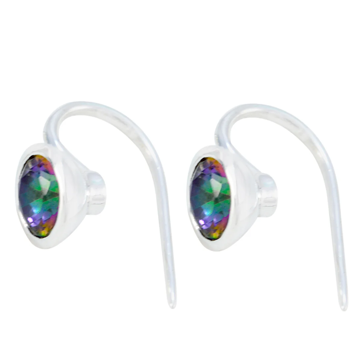 Mystic Quartz Turkish Lorena Solitaire Dangle multicolor Silver Earring