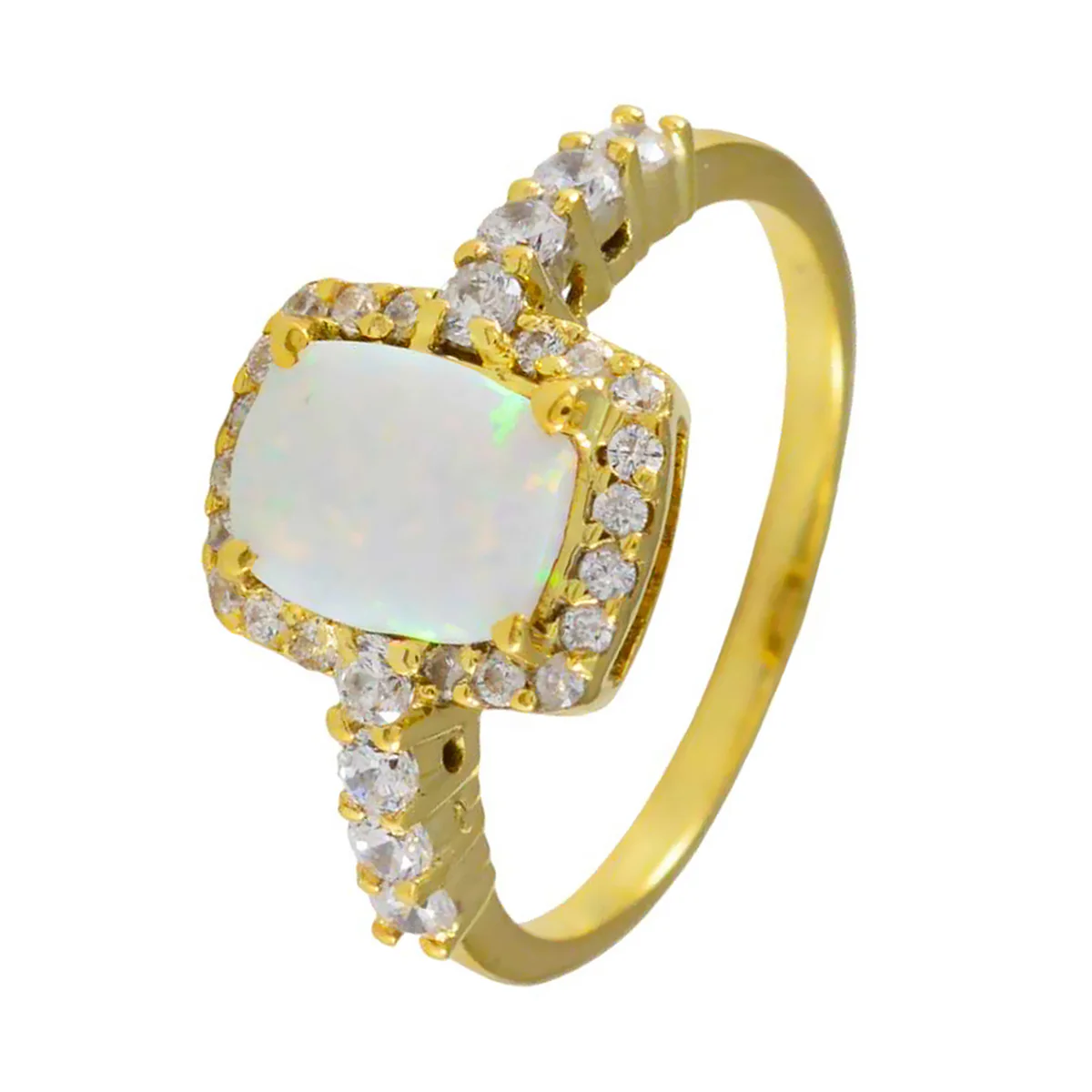 Opal CZ Halo Latin American 925 Silver White Gemstone Minimalist Trendy Ring Jewellery - Image 2