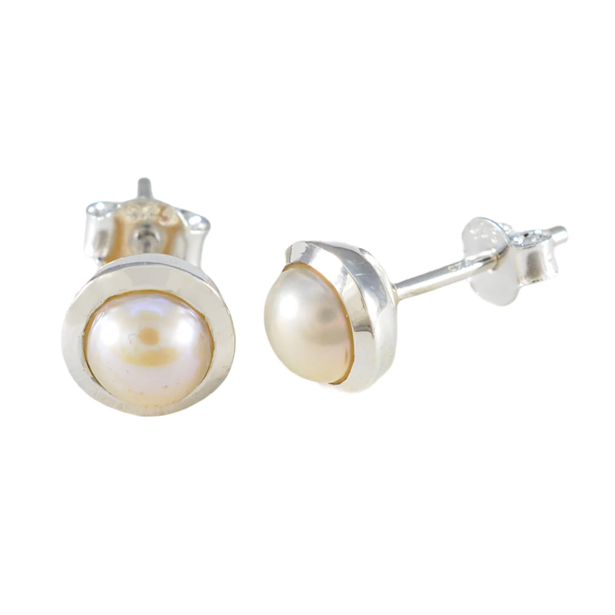 Pearl American Micaela Solitaire Stud White Sterling Silver Earring - Image 2