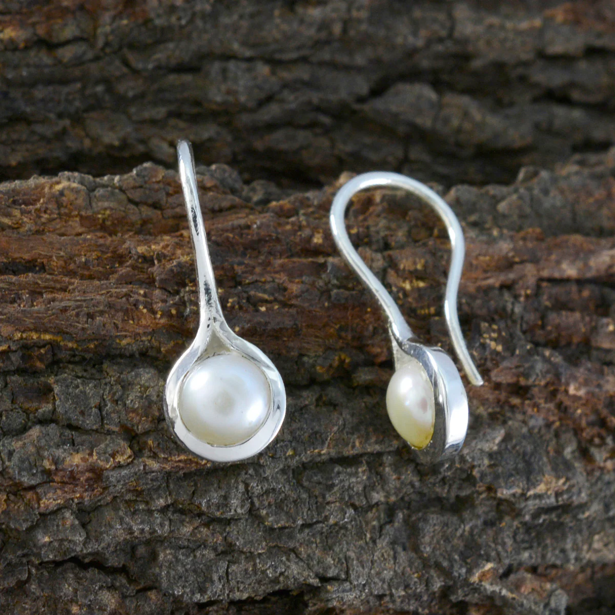 Pearl French Laura Solitaire Dangle White Sterling Silver Earring - Image 3