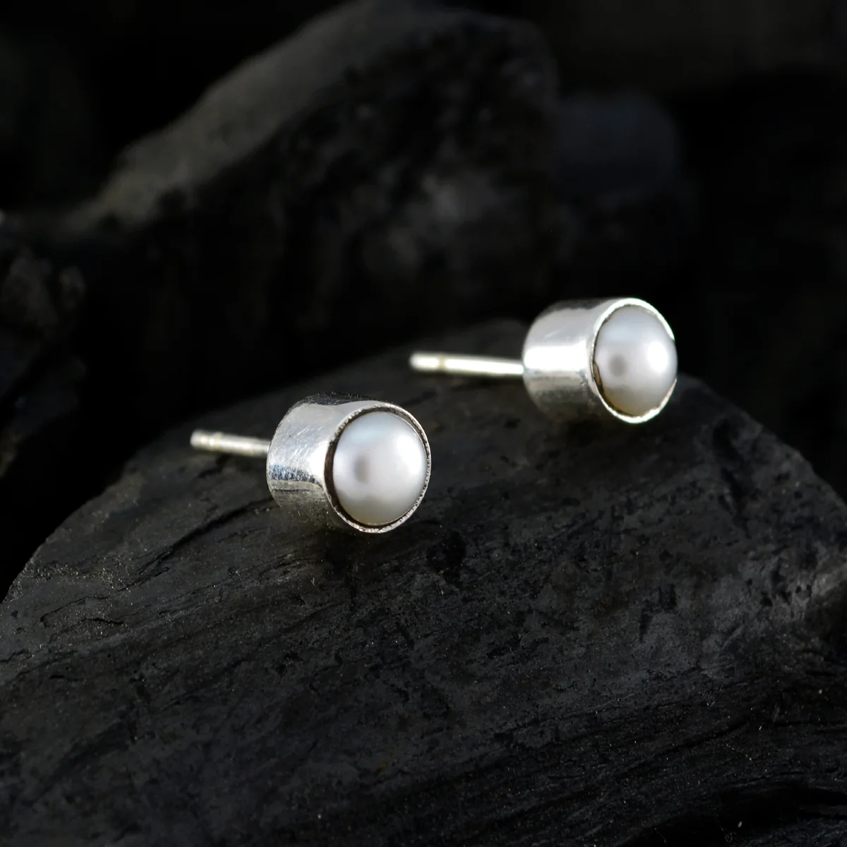 Pearl Italian Lili Solitaire Stud White 925 Sterling Silver Earring - Image 4