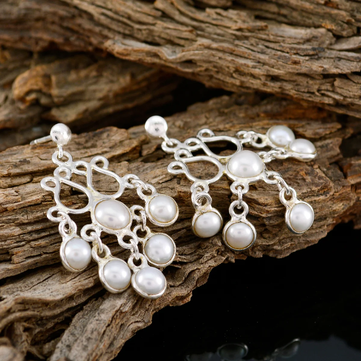 Pearl Korean Clara multiple Dangle White 925 Sterling Silver Earring - Image 3