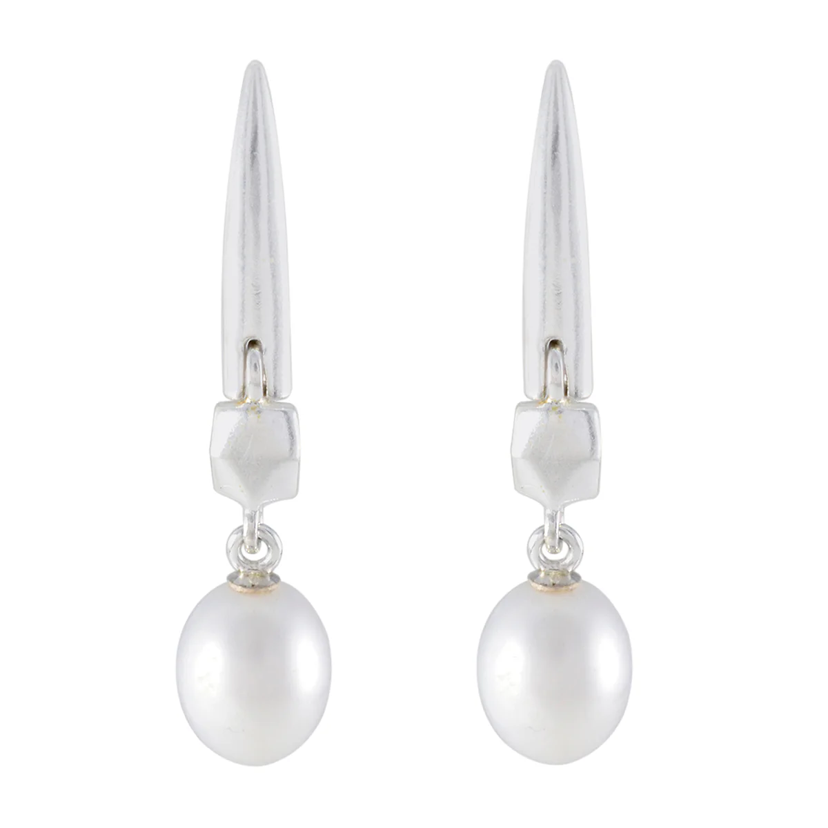 Pearl Middle Eastern Lily Solitaire Stud White 925 Sterling Silver Earring