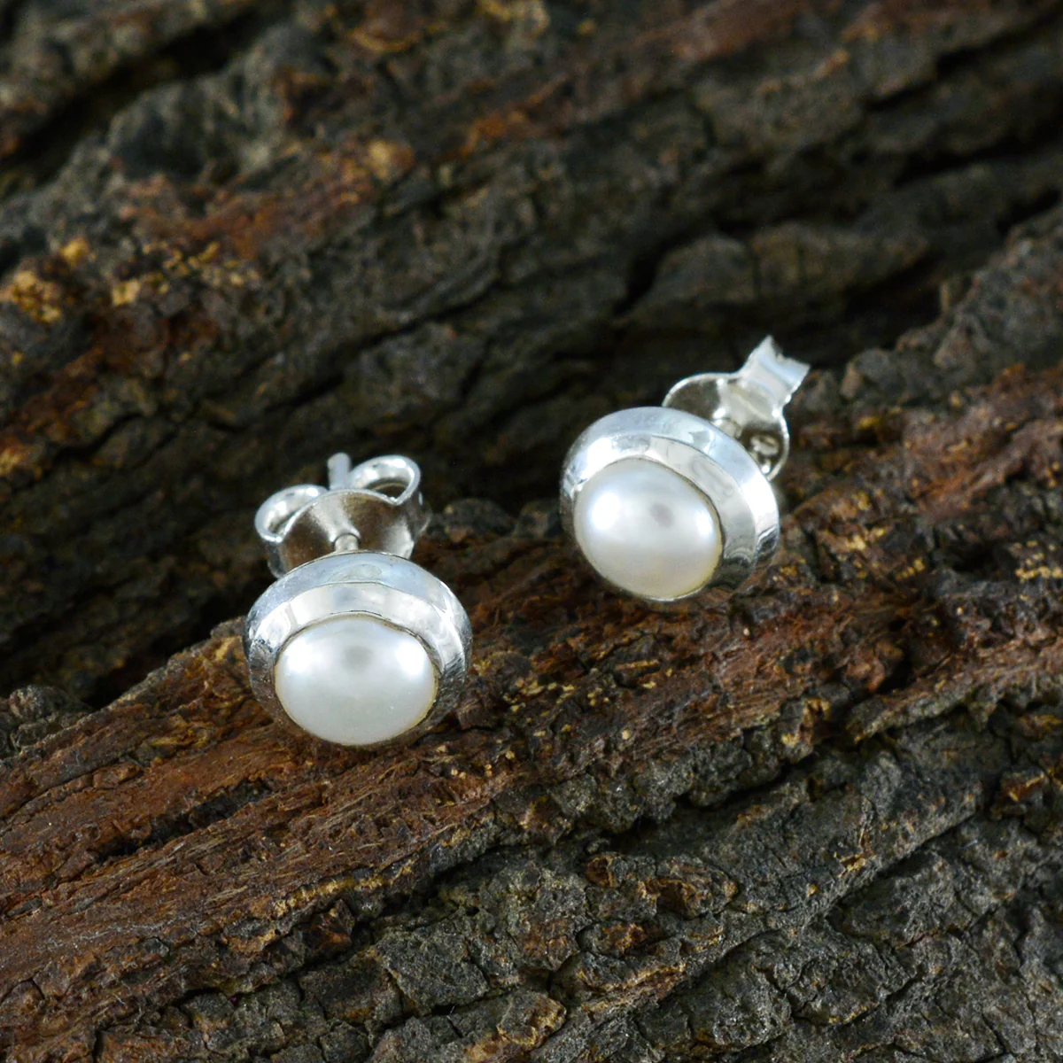 Pearl Russian Eva Solitaire Stud White 925 Sterling Silver Earring - Image 3