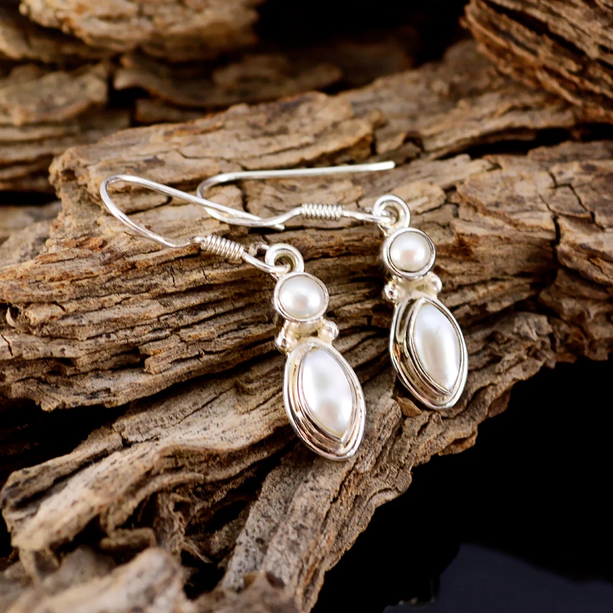 Pearl Russian Katarina multiple Dangle White Sterling Silver Earring - Image 3