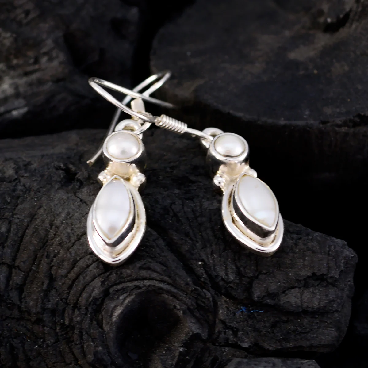 Pearl Russian Katarina multiple Dangle White Sterling Silver Earring - Image 4