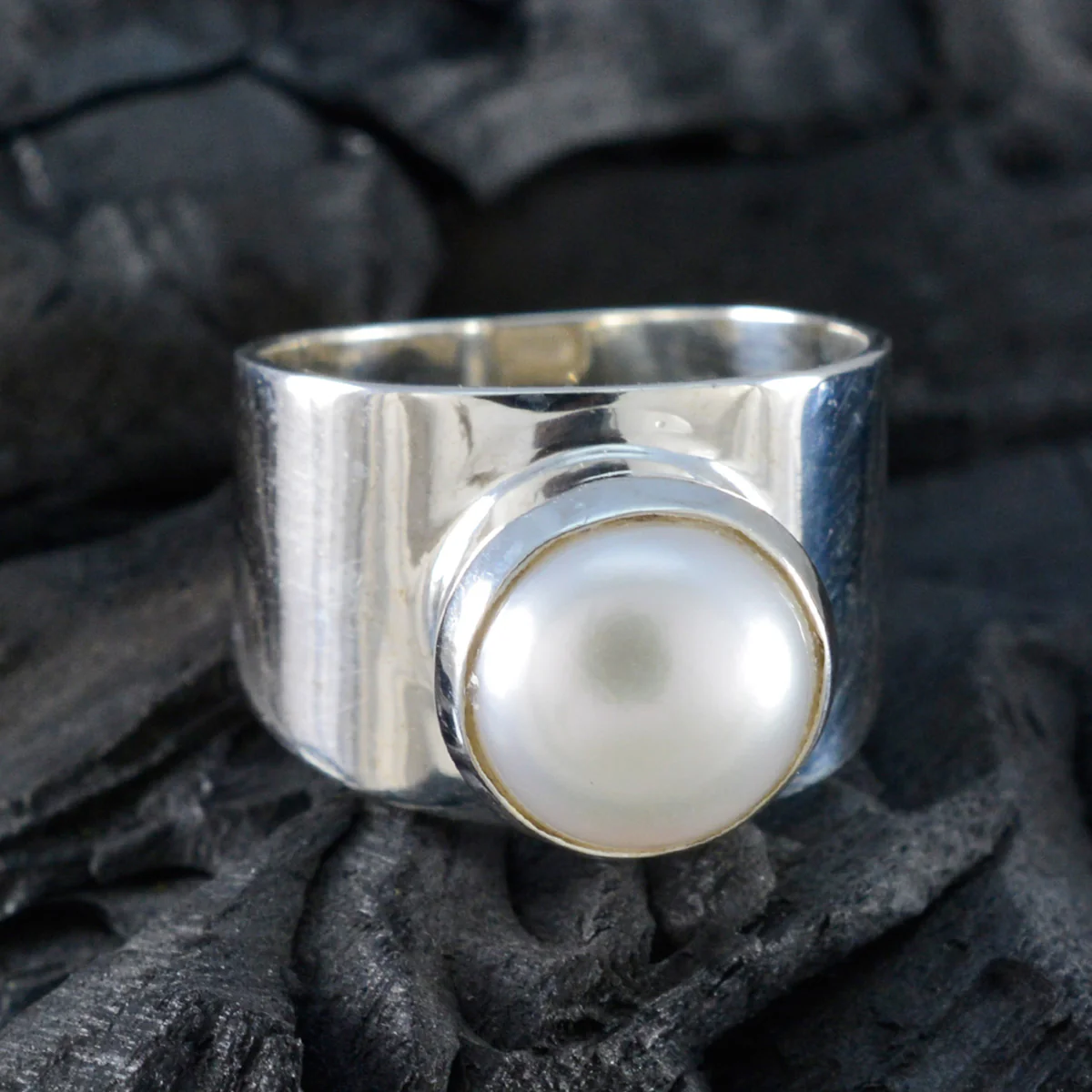 Pearl Solitaire African 925 Sterling Silver White Gemstones Essential Abstract Ring Jewelry - Image 4