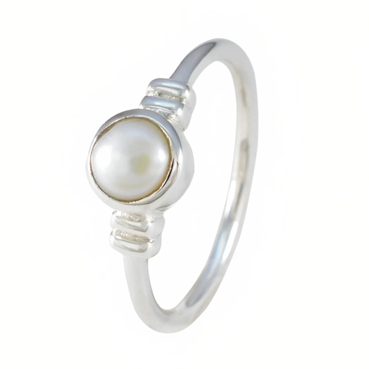 Pearl Solitaire American Sterling Silver White Gemstone Dainty Sophisticated Ring Jewelry - Image 2