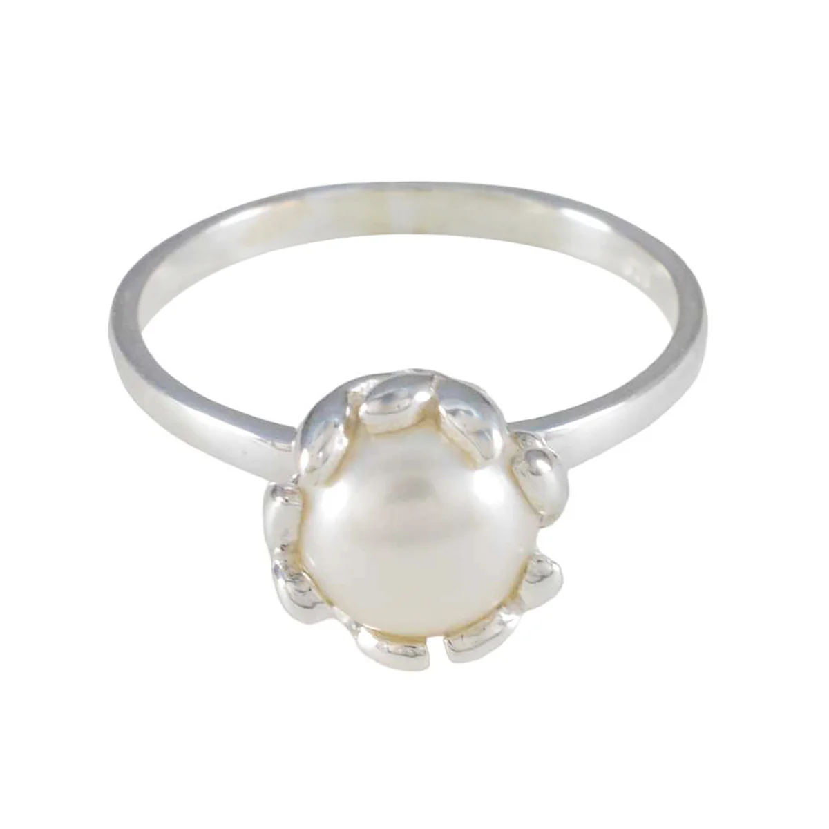 Pearl Solitaire American Sterling Silver White Gemstones Whisper-thin Romantic Ring Jewellery