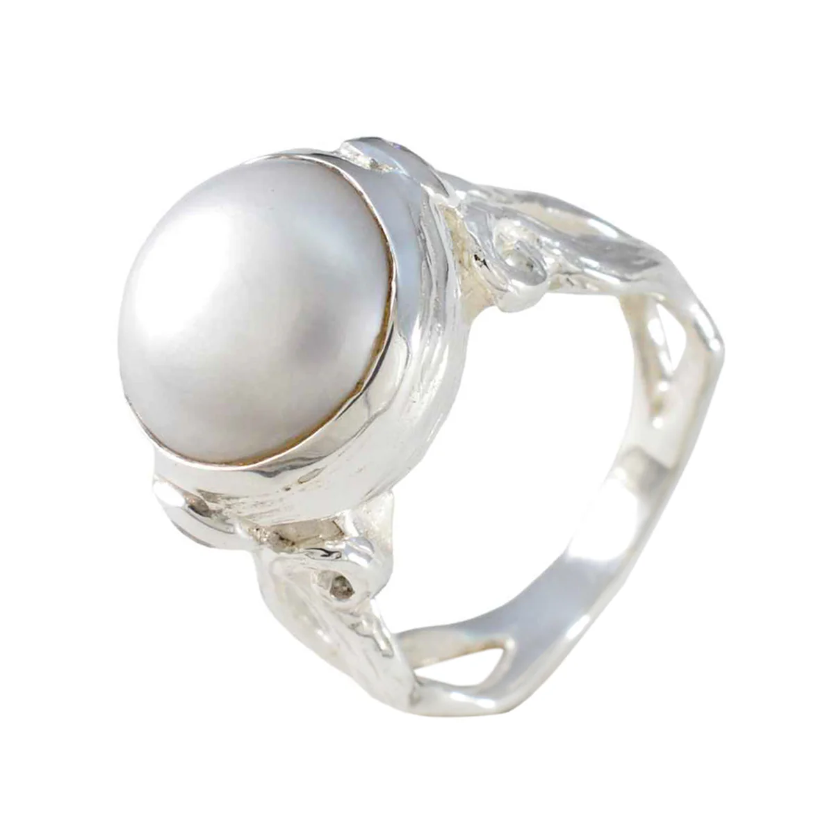 Pearl Solitaire Egyptian Sterling Silver White Gems Versatile Contemporary Ring Jewellery - Image 2