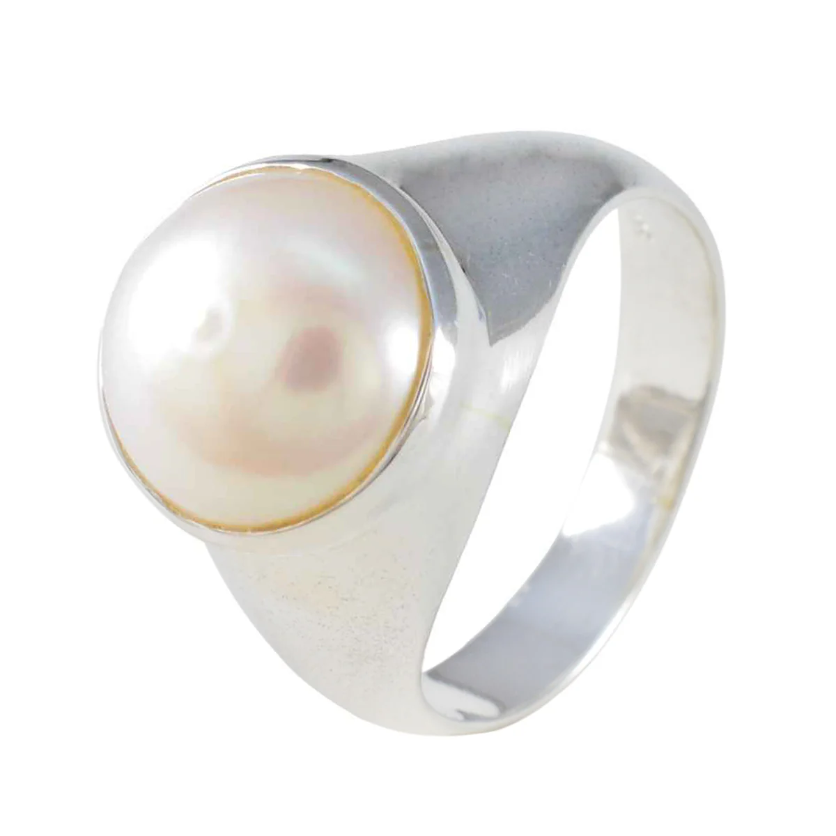 Pearl Solitaire French Silver White Gems Versatile Luxurious Ring Jewellery - Image 2