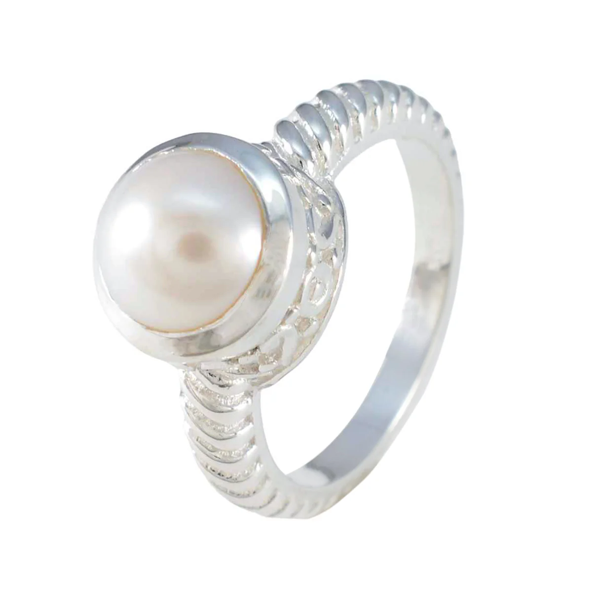 Pearl Solitaire German Silver White Gemstones Classic Luxurious Ring Jewellery - Image 2