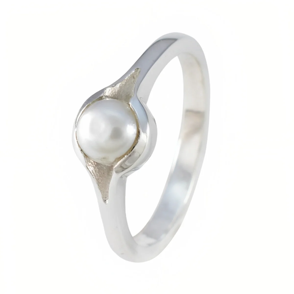 Pearl Solitaire Moroccan Sterling Silver White Gemstones Featherlight Abstract Ring Jewelry - Image 2
