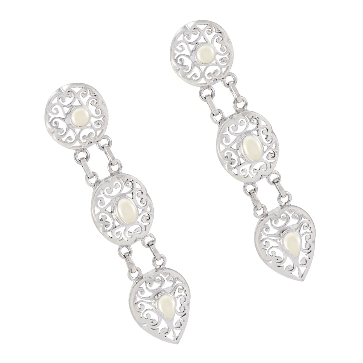 Pearl Spanish Isabella Trilogy Stud White 925 Silver Earring - Image 2
