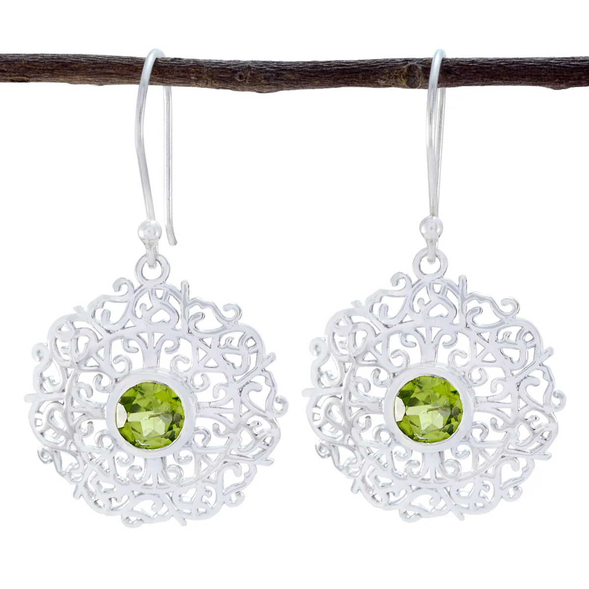 Peridot African Eliza Solitaire Dangle Green 925 Silver Earring