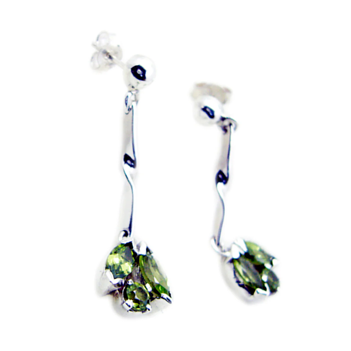 Peridot African Lea multiple Stud Green Silver Earring