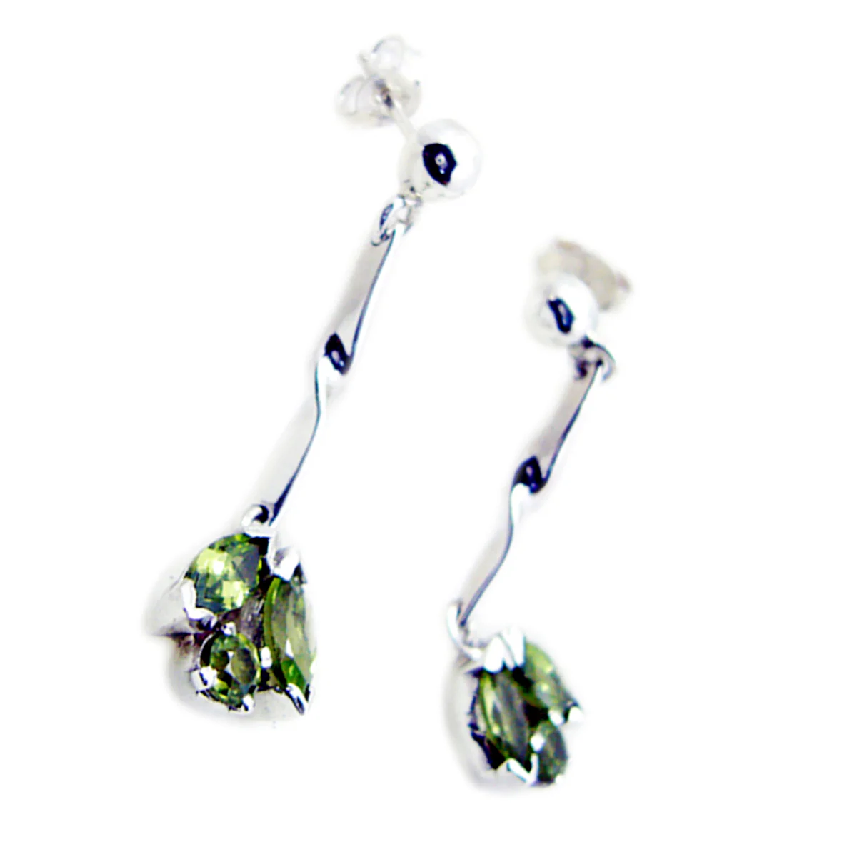 Peridot African Lea multiple Stud Green Silver Earring - Image 2