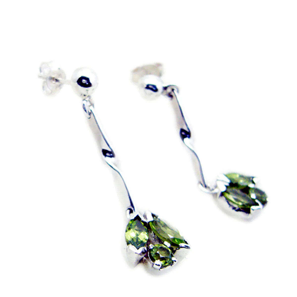 Peridot African Lea multiple Stud Green Silver Earring - Image 3