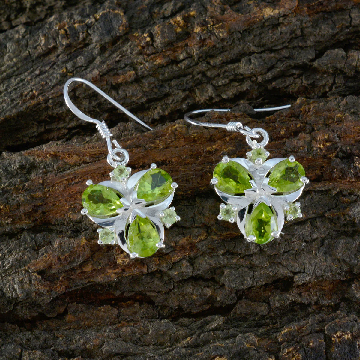 Peridot African Olivia multiple Dangle Green Silver Earring - Image 3