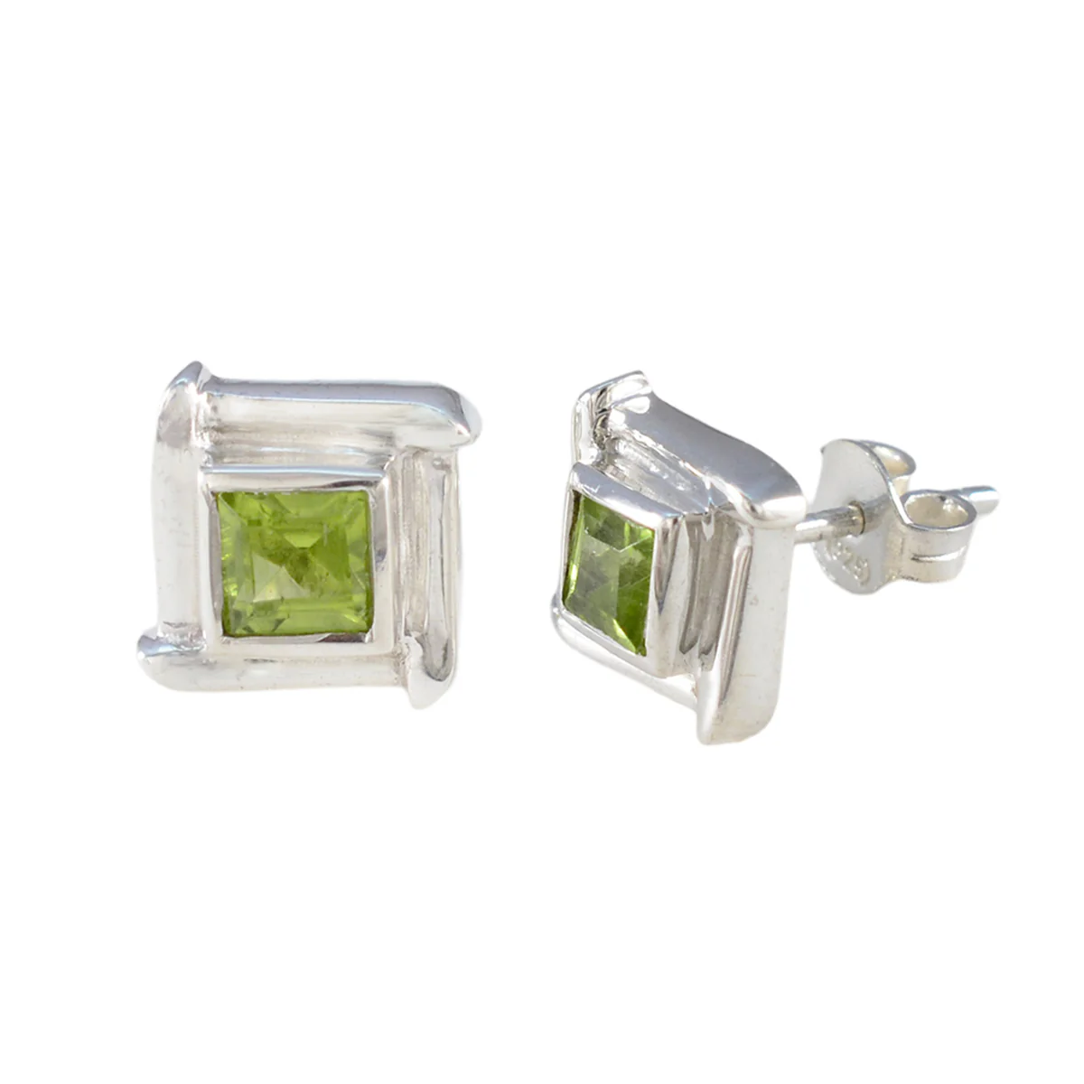 Peridot American Amanda Solitaire Stud Green 92.5 Silver Earring - Image 2