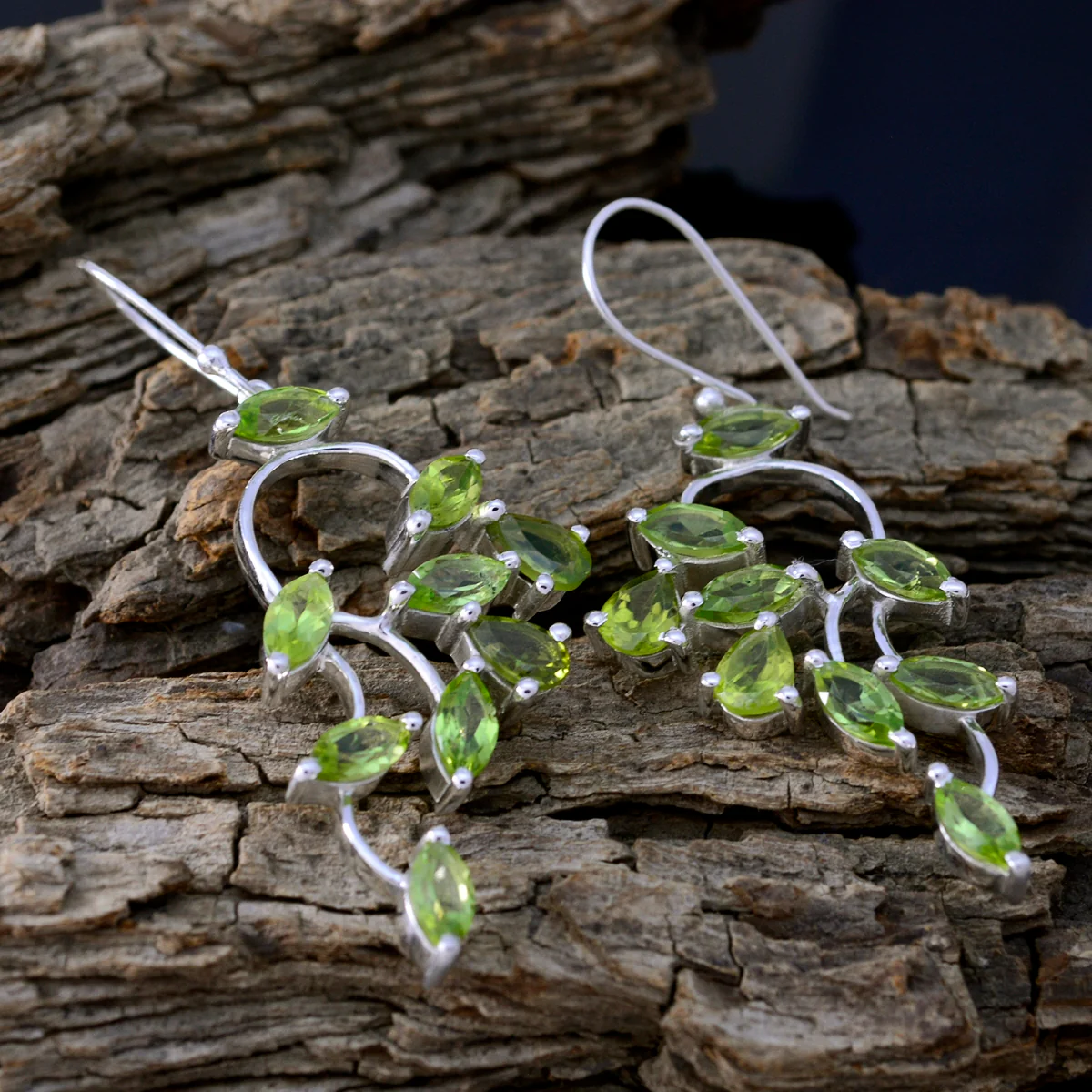 Peridot American Lucia multiple Dangle Green 925 Silver Earring - Image 3
