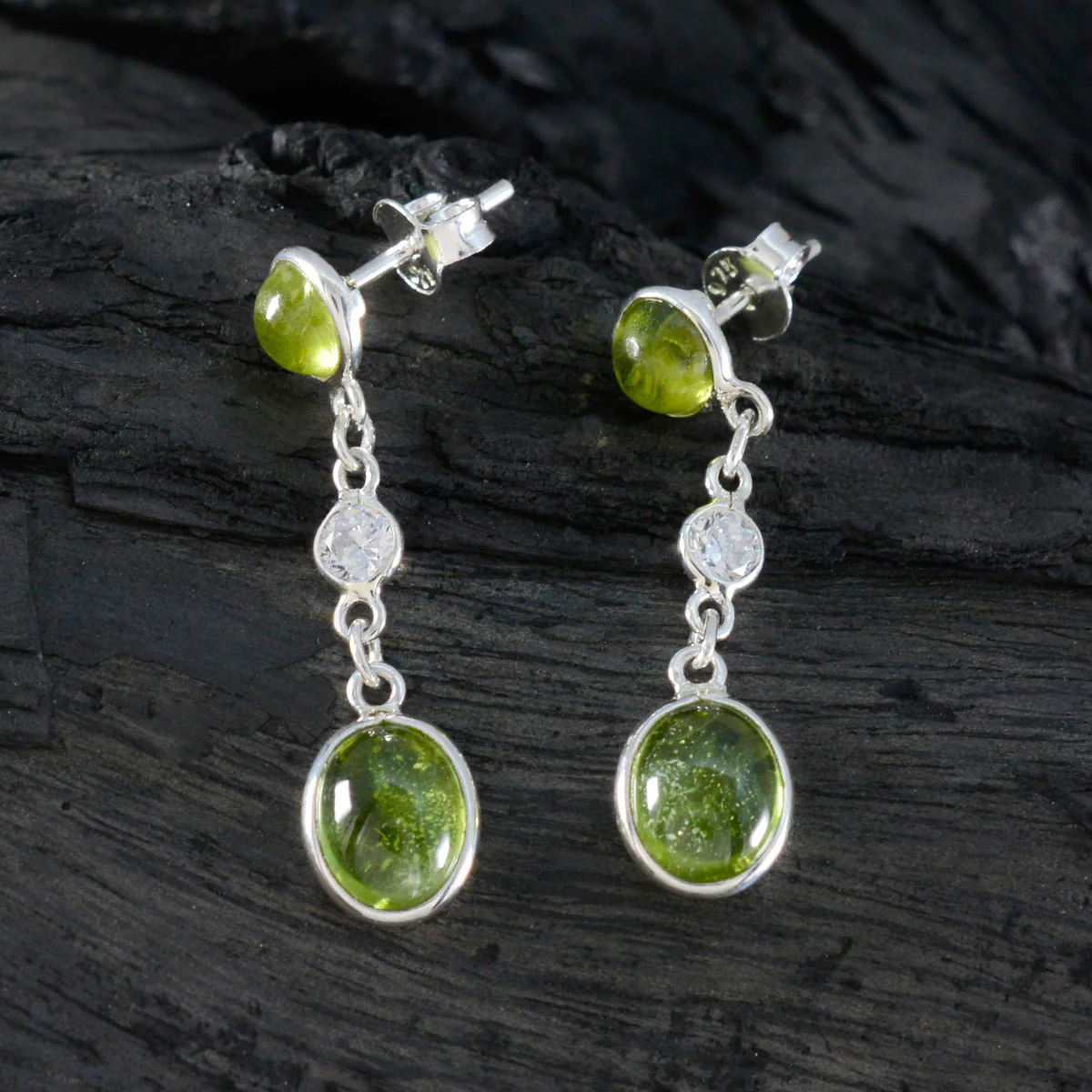 Peridot Australian Isabella multiple Stud Green Sterling Silver Earring - Image 2